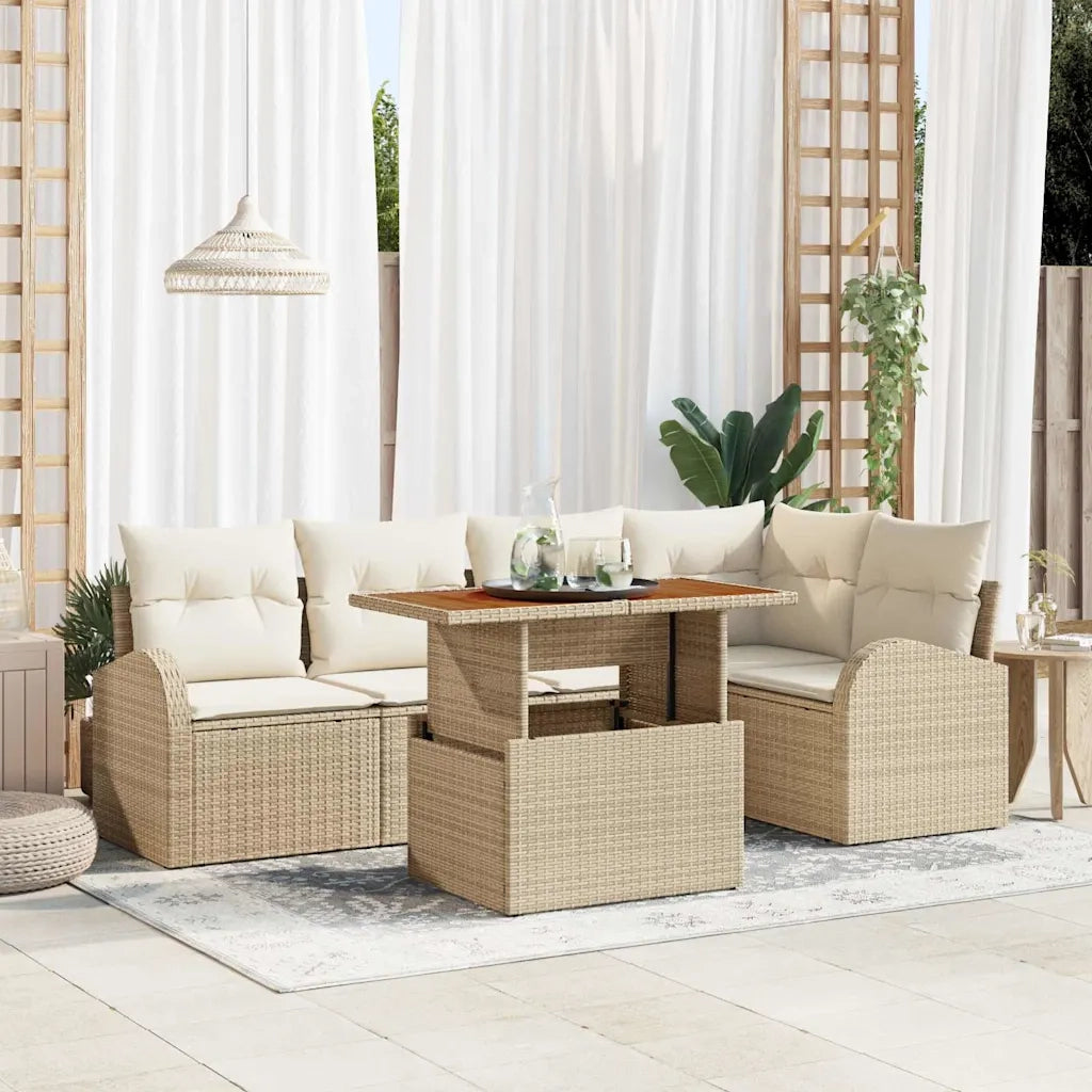 Set Divano da Giardino con cuscino 6 pcs beige e panna 3349588