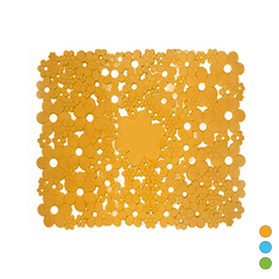 TAPPETO ANTISCIVOLO MOD. FLOWERS CM 53 X 53- Verde acido- DH- pezzi 1