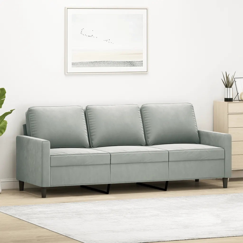 Divano a 3 Posti-Sofa 3 Posti Grigio Chiaro 180 cm in Velluto 499067
