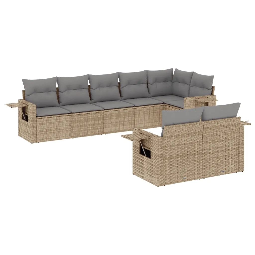 Set Divano da Giardino 8 pz con Cuscini Beige in Polyrattan 3252756