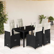 Set da Bistrò da Giardino 7 pz con Cuscini Nero in Polyrattan 3276991