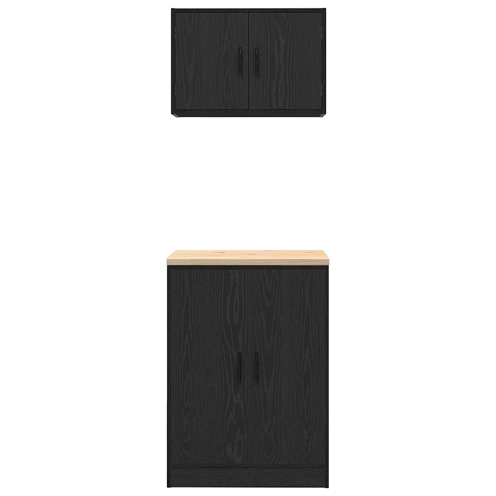 Armadi da Garage 2 pz Neri in Legno Multistrato 3328306