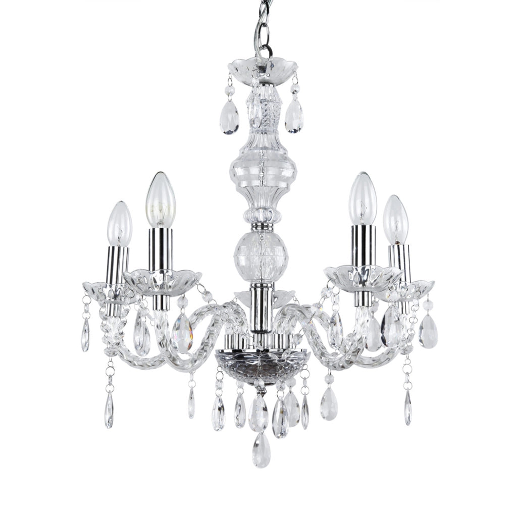 Lampadario a 5 Bracci con Cristalli Artificiali - Trasparente Cromato lux.pro