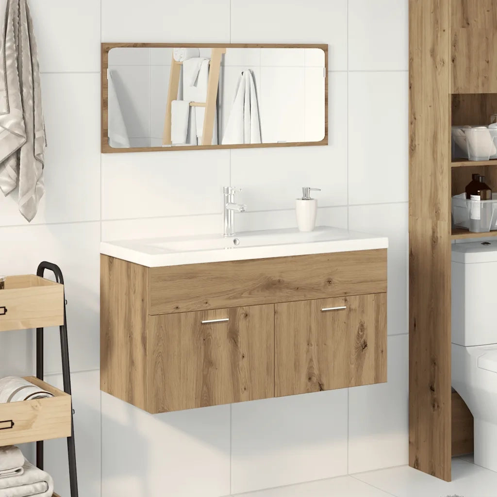 Set Mobili da Bagno 3 pz Rovere Artigianale Legno Multistrato 3328912