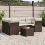 Set Divani da Giardino 7 pz con Cuscini Marrone in Polyrattan 3249112