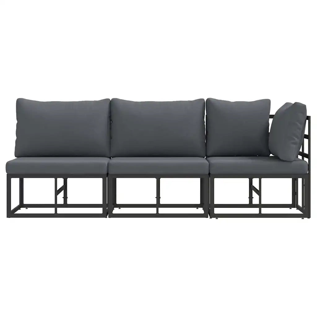 Mobili da Esterno con cuscino 3 Pezzo Nero e antracite Metallo 42008025