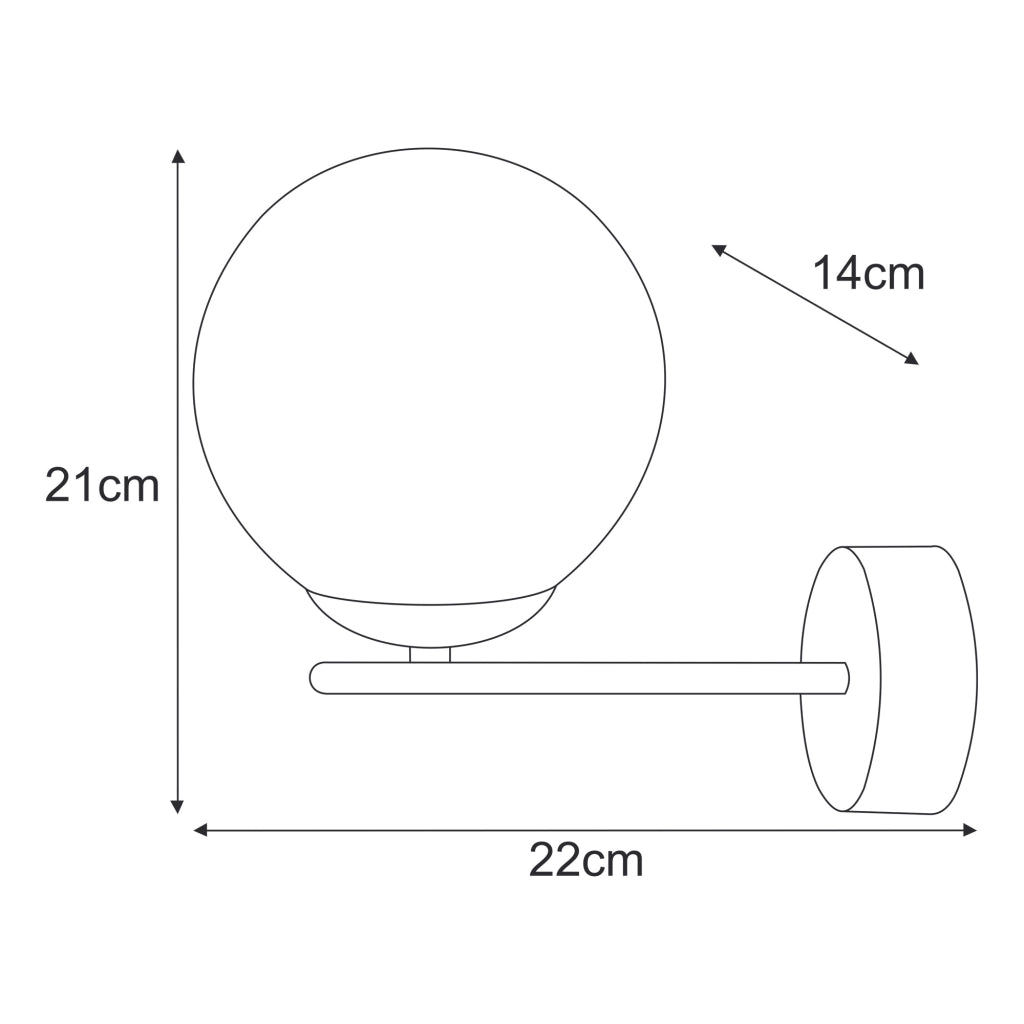 Applique moderna beige sfera vetro opale E14 10W Kaja