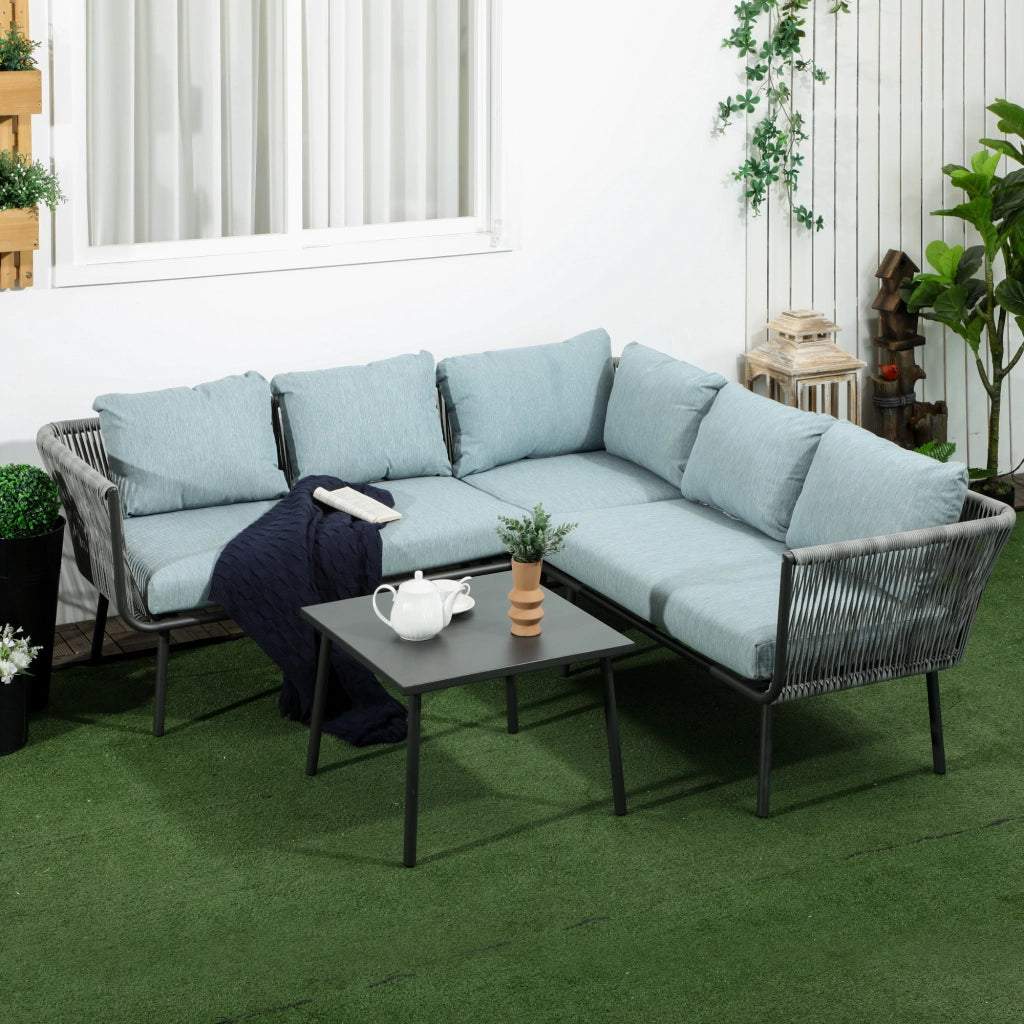 4 pezzi. Set di mobili da giardino in rattan set da seduti con cuscini 2 divani doppi 1 divano angolare 1 tavolino da caff¨¨ gruppo seduti set giardino balcone
