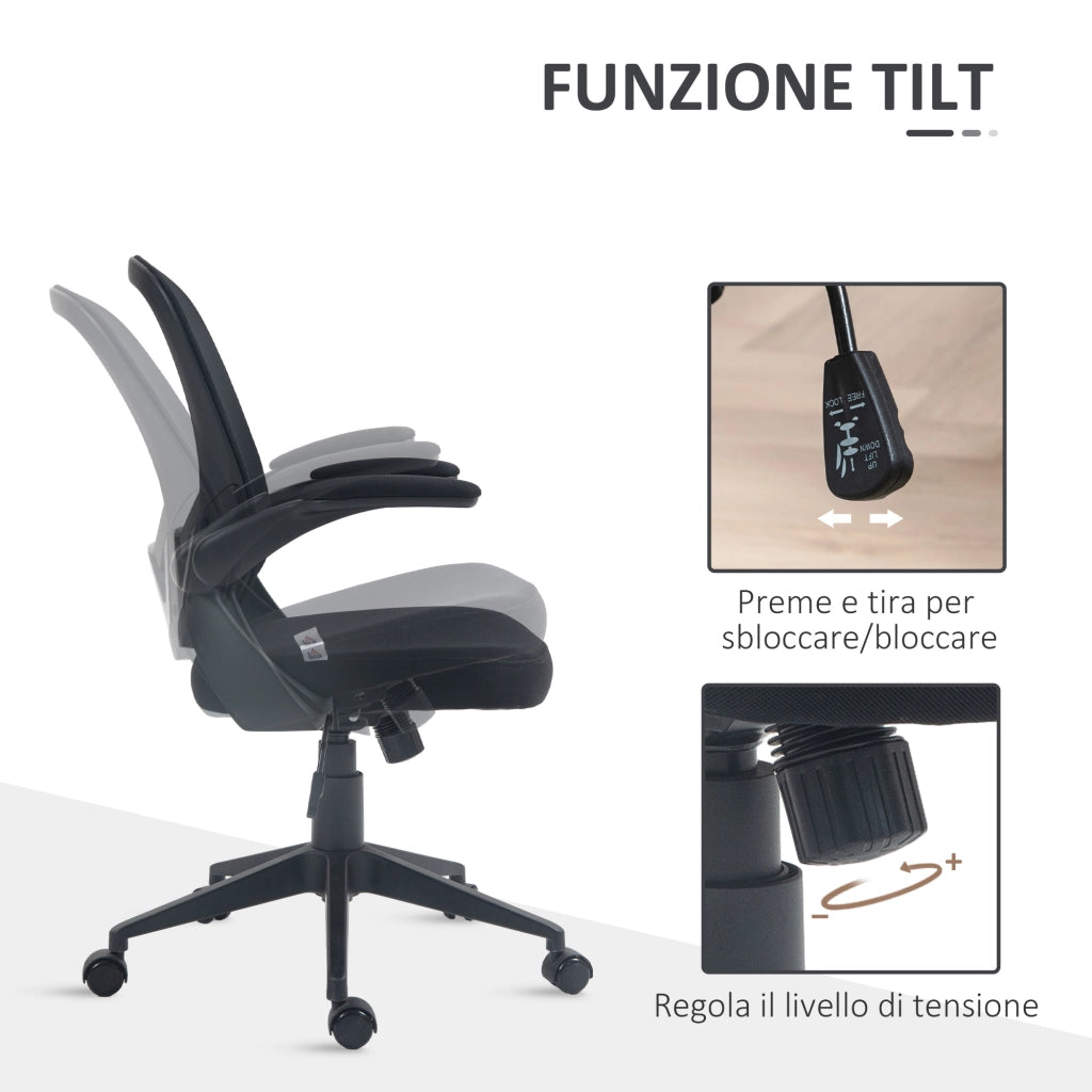 Sedia da Ufficio Girevole con Schienale a Rete e Altezza Regolabile ¨C Minimal ¨C Nero