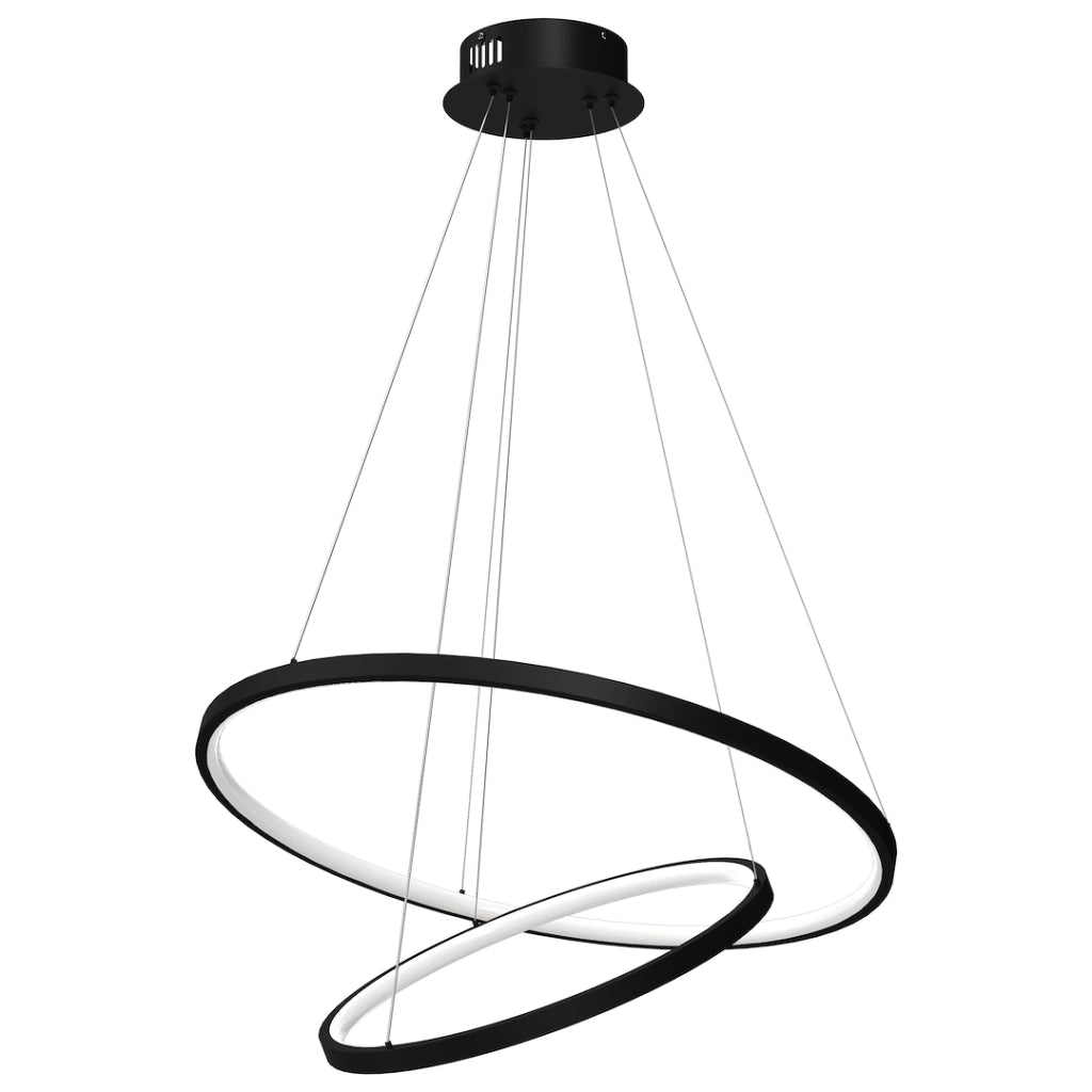 Lampada sospensione Milagro Hoop nera 2 anelli 51W