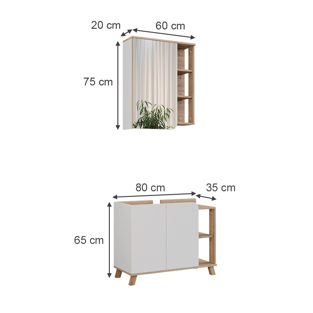 Vicco Set di mobili da bagno Sonoma/Bianco 2 parti