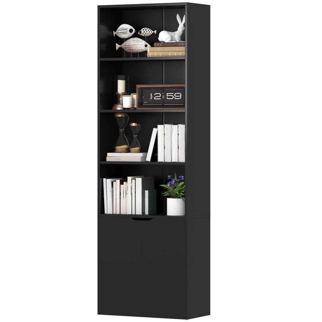Libreria con ante e ripiani ¨C Xylo ¨C Legno nero 59x29x180 cm