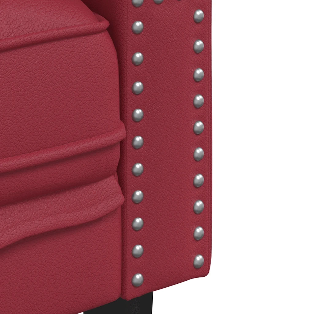 Sei Divani Chesterfield 2 pz Rosso Vino in Similpelle 3209278