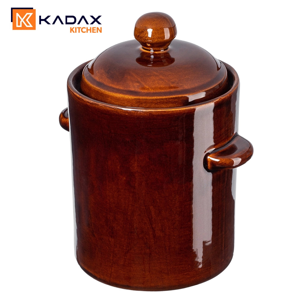 Vaso KADAX a forma di barile per sottaceti con collarino, 10 litri, in gres per cavoli e cetrioli.