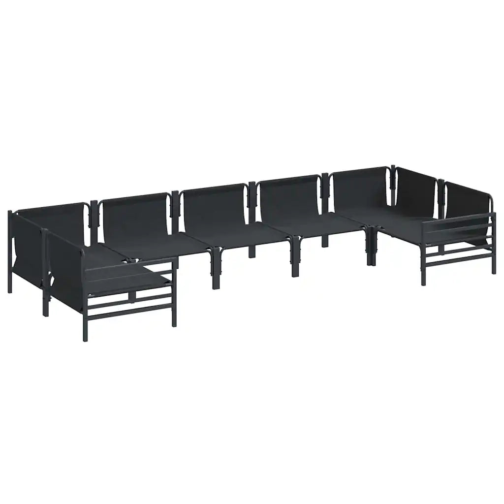 Set Divano da Giardino con cuscino 7 pcs Nero Acciaio