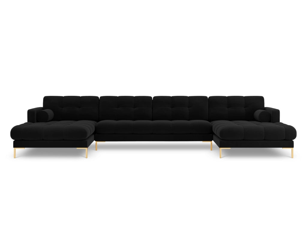 Cosmopolitan Design - Divano panoramico "Bali" 7 posti in velluto nero 