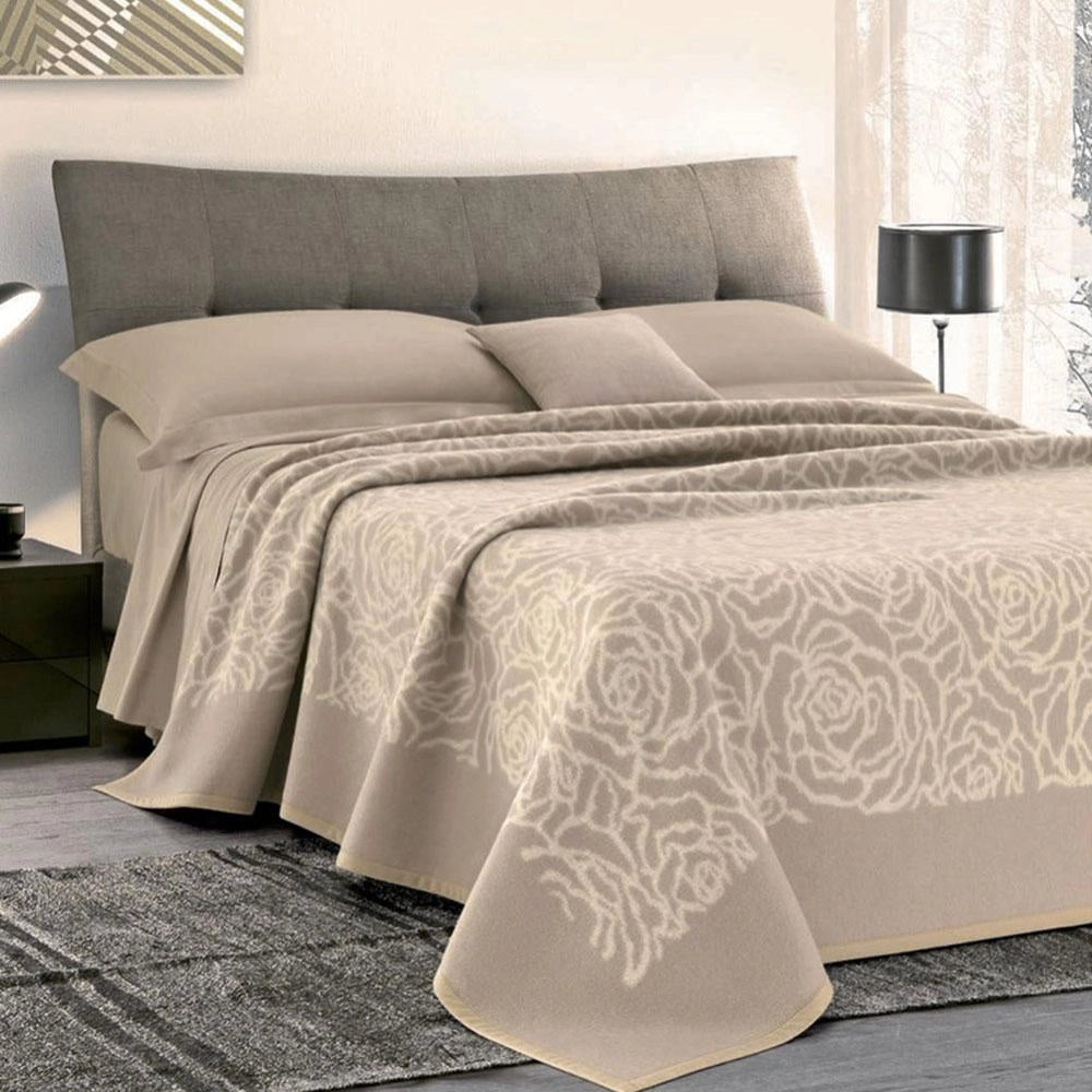 Coperta Pura Lana Singola 450gr Cober Venice Tortora