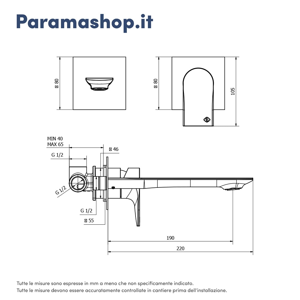 Miscelatore lavabo ad incasso nickel spazzolato | Rita