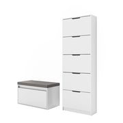 Vicco Scarpiera Bianco 2 parti, con banco