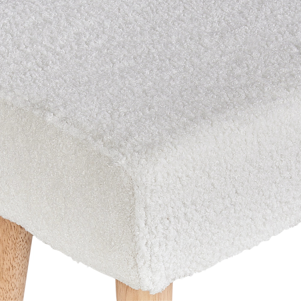 Poggiapiedi in Cotone Bianco con Gambe in Legno