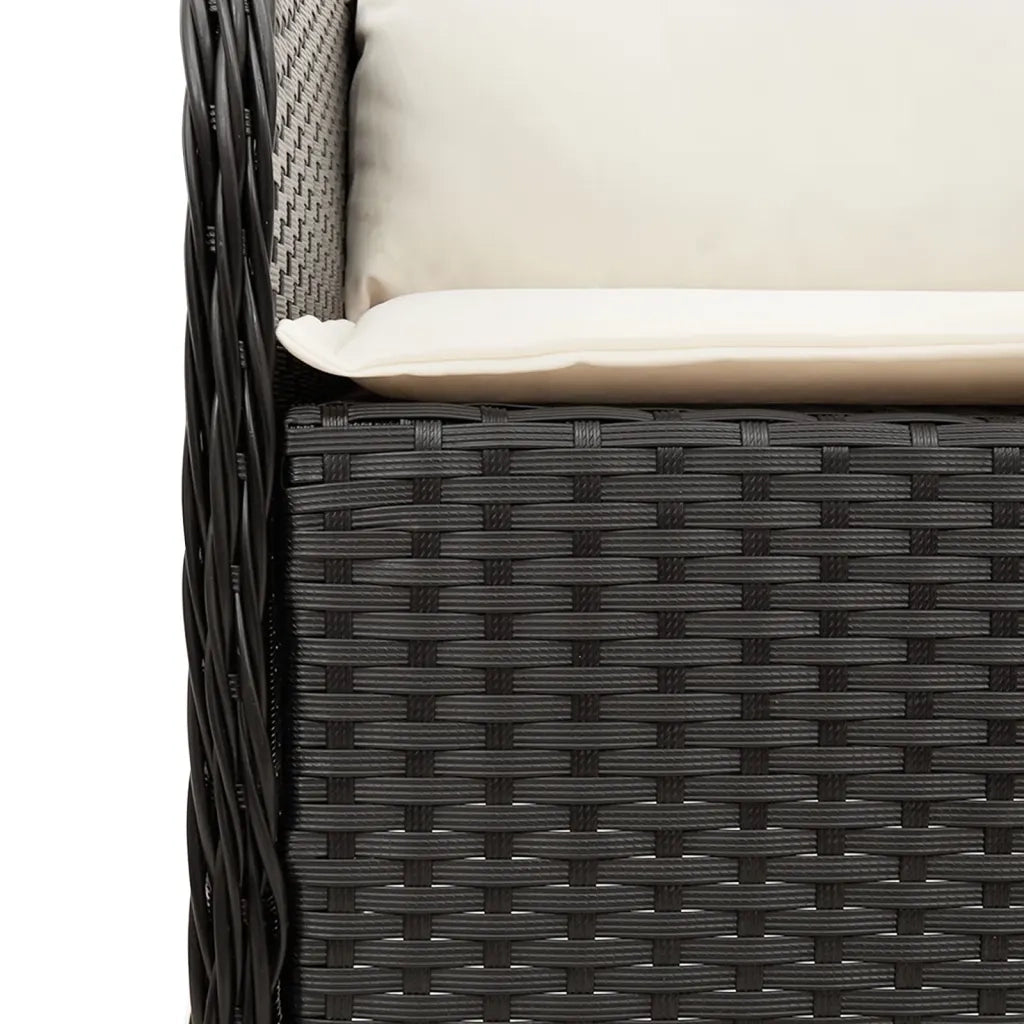 Set da Pranzo da Giardino 5 pz Nero con Cuscini in Polyrattan 3211908