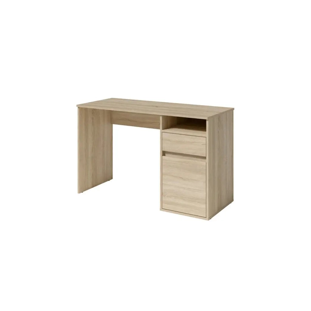 Scrivania BILOU in rovere Sonoma - 1 cassetto, 1 porta e 2 vani - Stile legno chiaro e design pratico