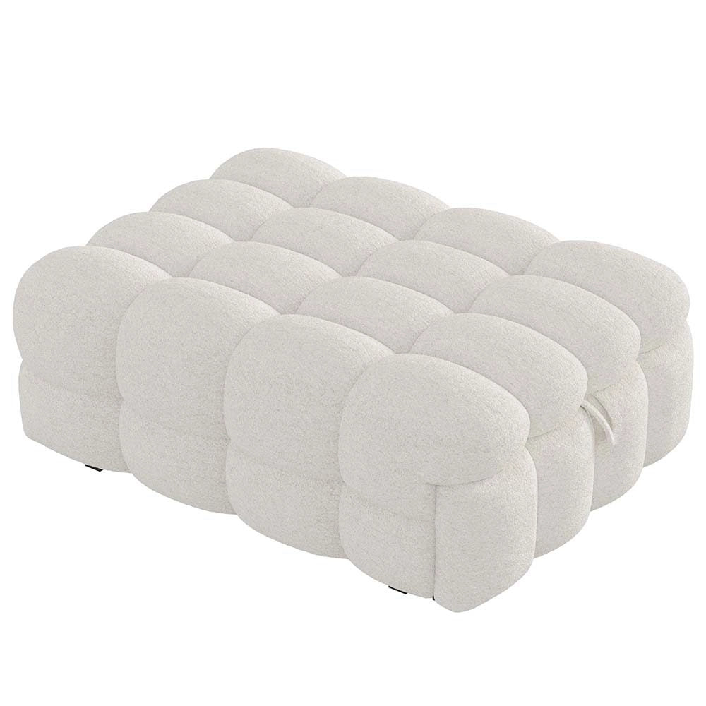 Pouf letto 2in1 - Xylo - beige, tessuto teddy, morbido, trasformabile