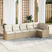 Set Divano da Giardino con archiviazione 6 pcs Beige polyrattan