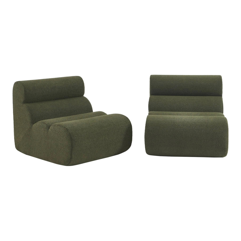 Divano modulare bouclé, 2 posti, verde kaki