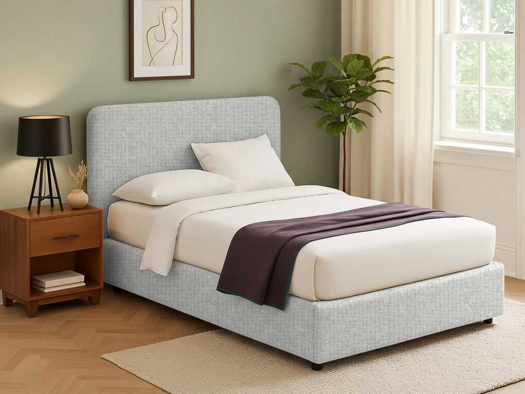 Reading, Letto Singolo Sfoderabile Made in Italy, Grigio Chiaro