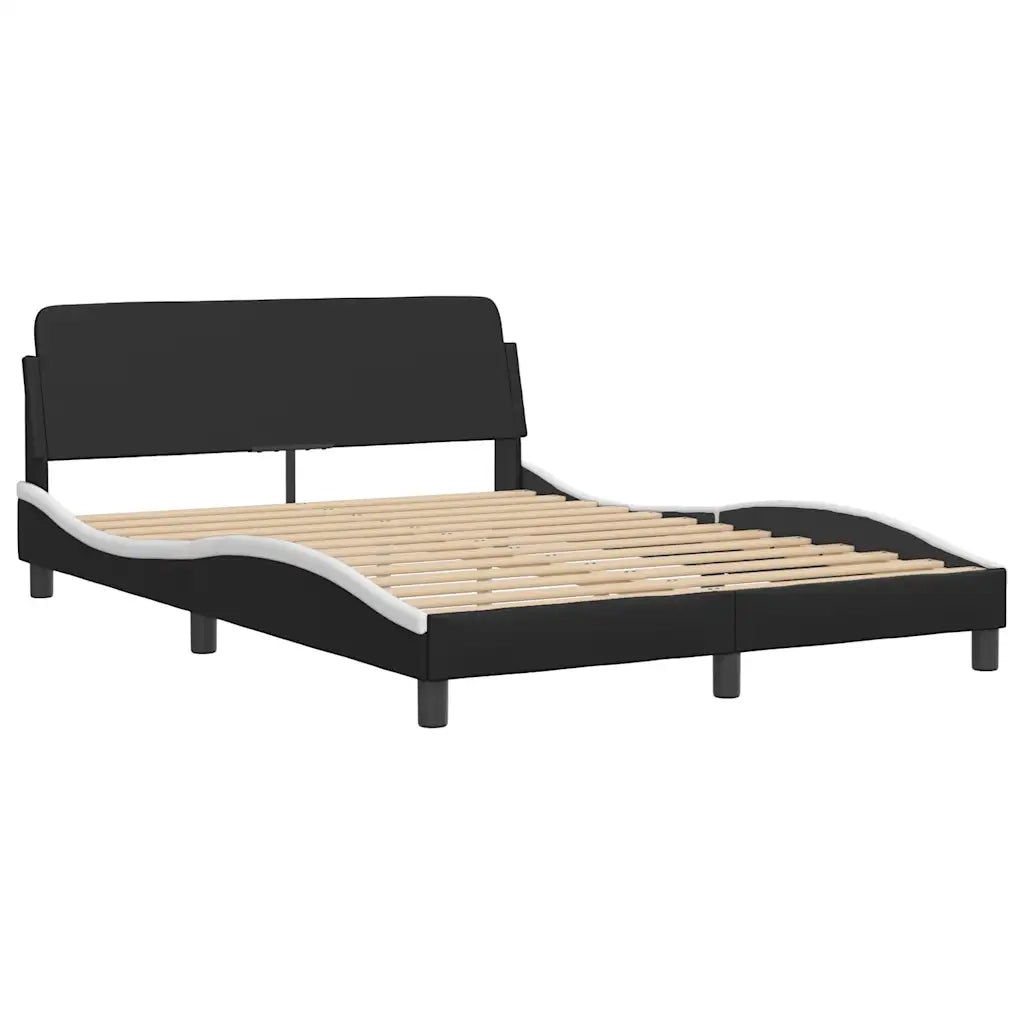 Letto con Materasso Dover Nero e Bianco 140x200 cm in Similpelle 3208422