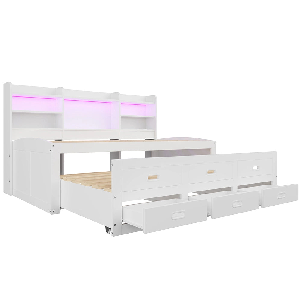 Daybed - Xylo - 90x200 cm LED USB 3 cassetti bianco
