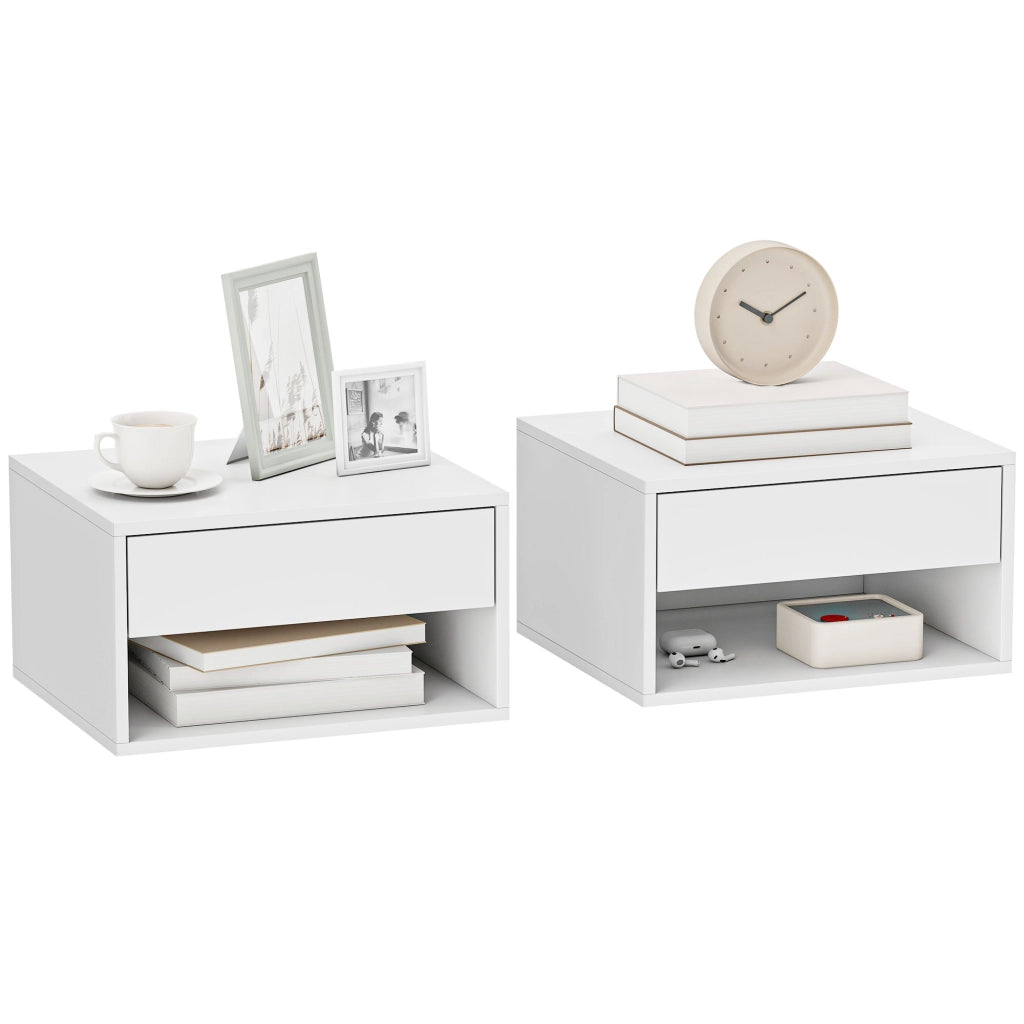 Comodino a muro ¨C zephmum ¨C bianco 37x32x21