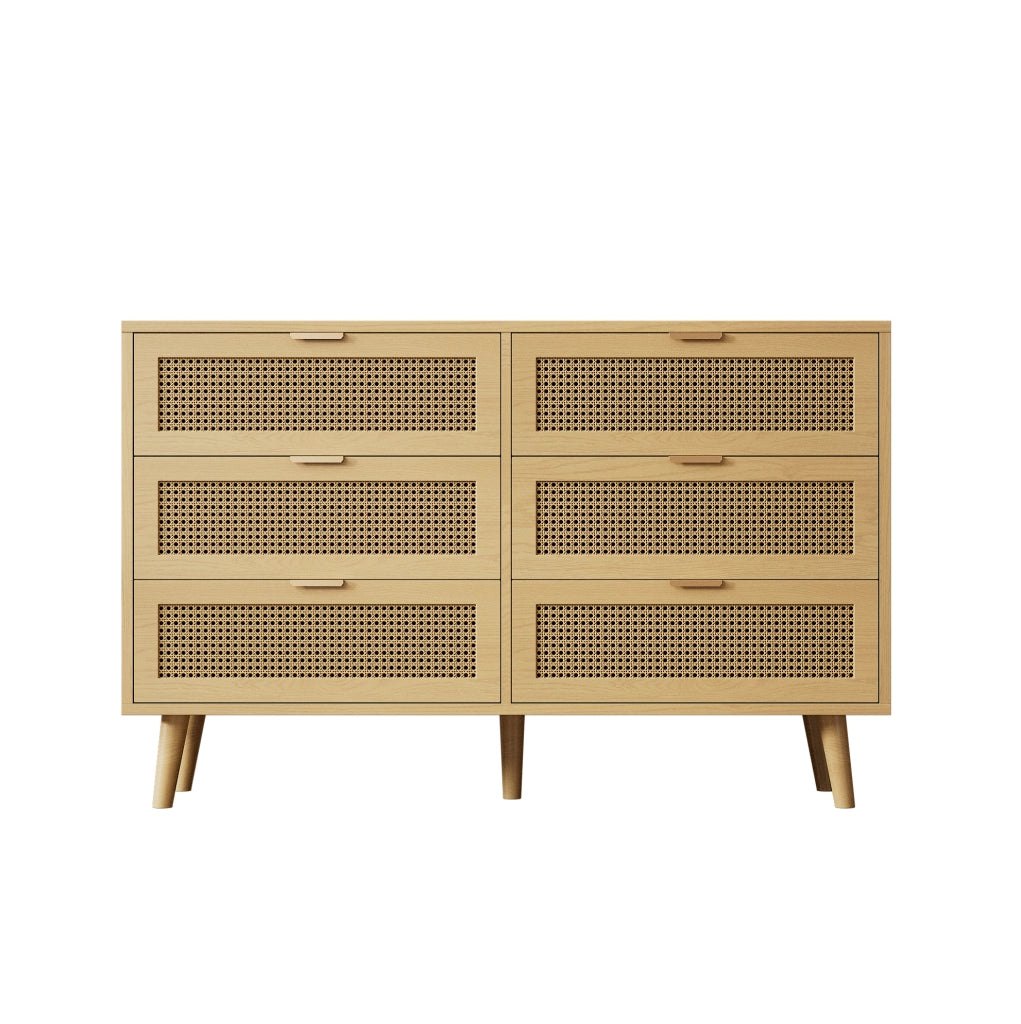 Cassettiera vintage con 6 cassetti 120x40x76;5 cm in truciolare effetto rovere