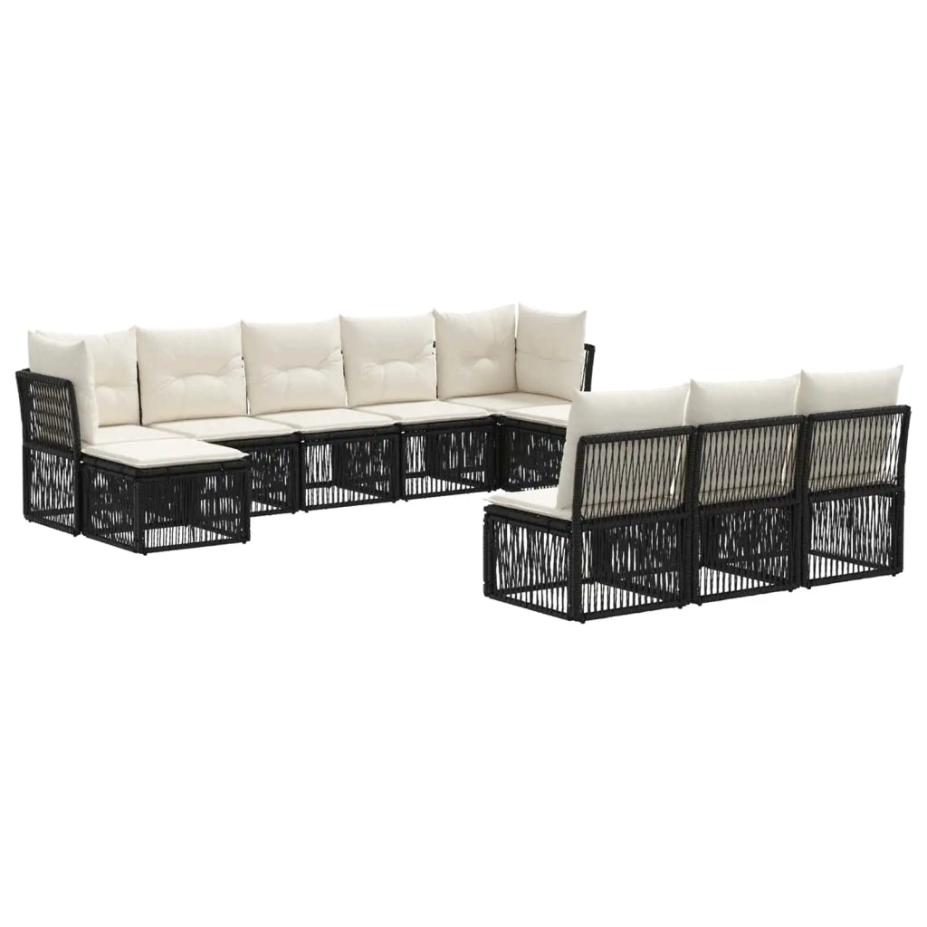 Set Divano da Giardino 10 pz Nero polyrattan 3434356