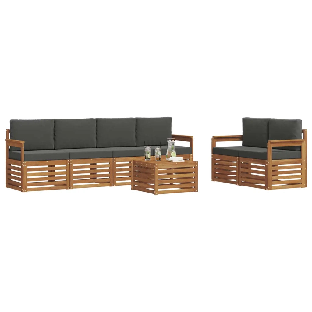 Set di divani da esterno con cuscino 7 pcs Naturale e Antracite 3374397