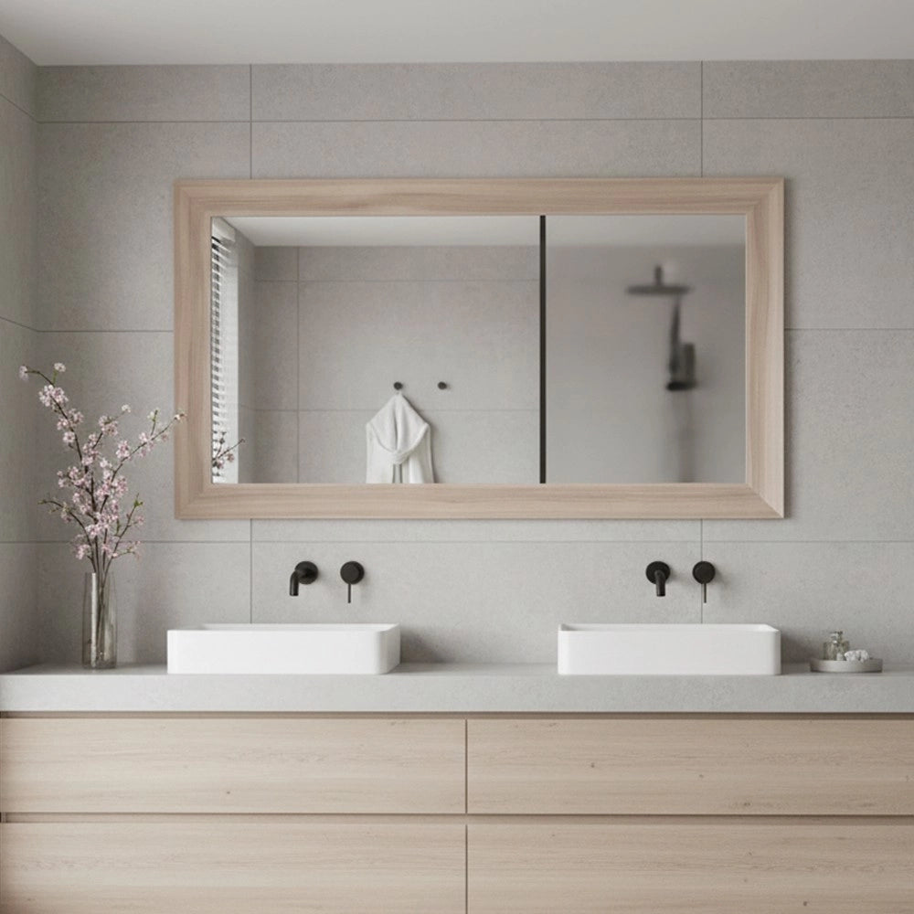 Specchiera Loto Rettangolare con Cornice Olmo Natura 102x65 cm. – Eleganza Naturale per Ogni Ambiente