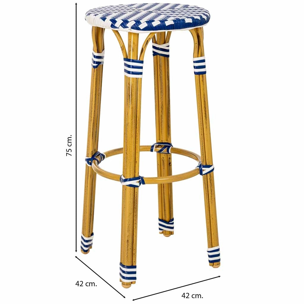 Sgabello da bar in rattan marrone 42x42x75h cm