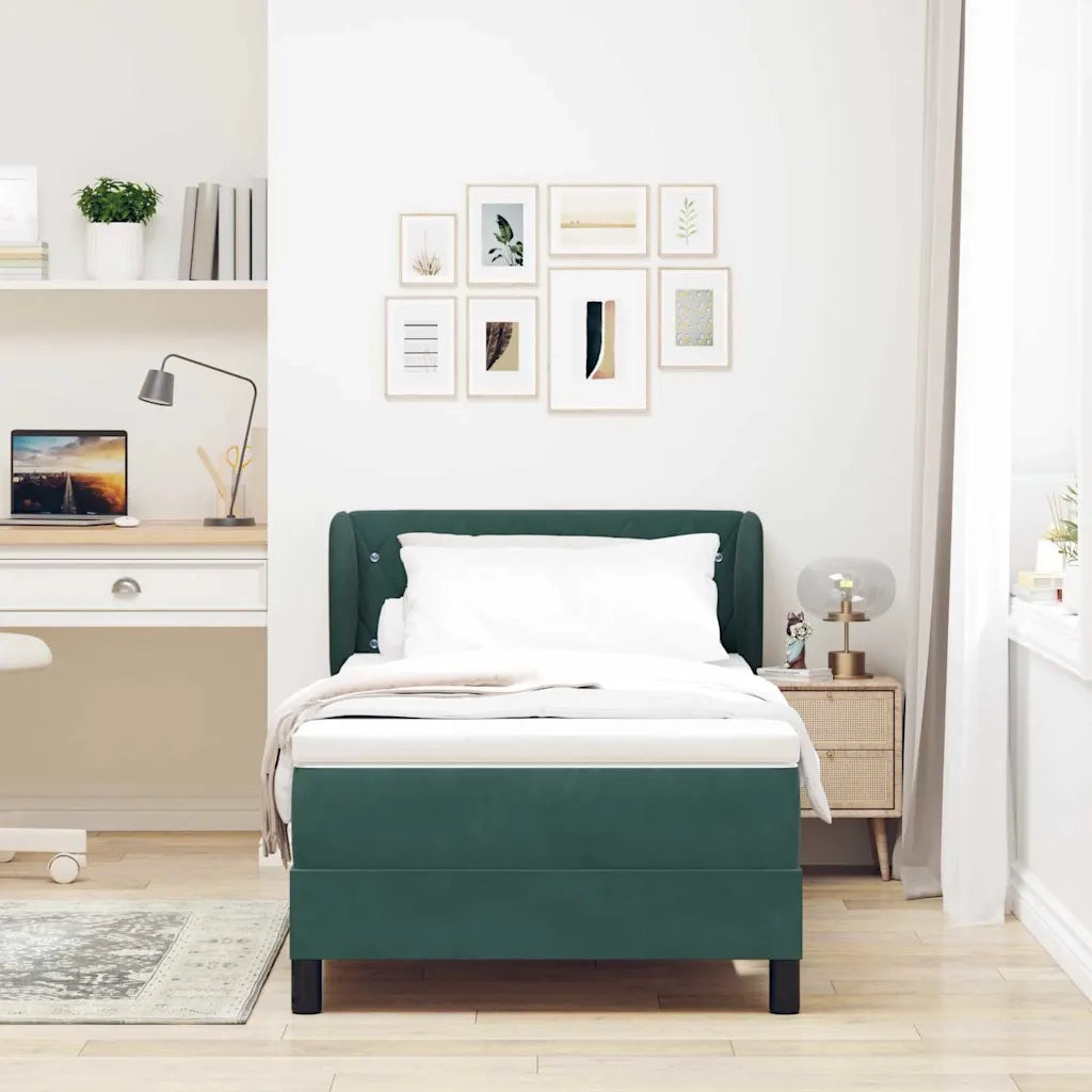 Letto a molle con testiera Verde scuro 90 x 200 cm Velluto 3340319
