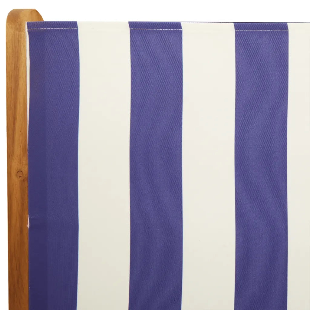 Sedie Giardino 2 pz | Sedie da Esterno Blu e Bianco Legno Massello Acacia e Tessuto