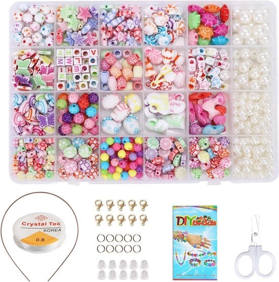 Set di perline per bambini - Creatività per bambini con 500 perline colorate
