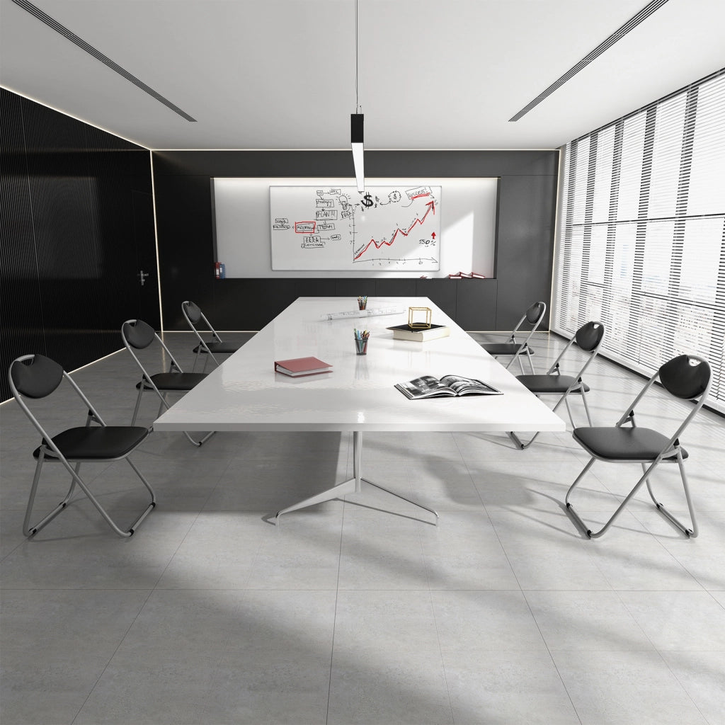 Tavolo da pranzo rettangolare e set sedie pieghevoli da interno 6 pezzi, Tavolo moderno sala da pranzo e sedie in metallo con piedini antiscivolo