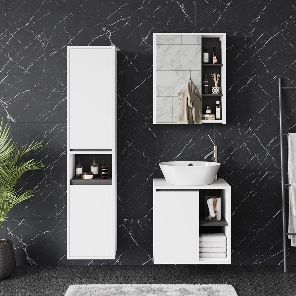 Vicco Set di mobili da bagno Bianco/Grigio 3 parti
