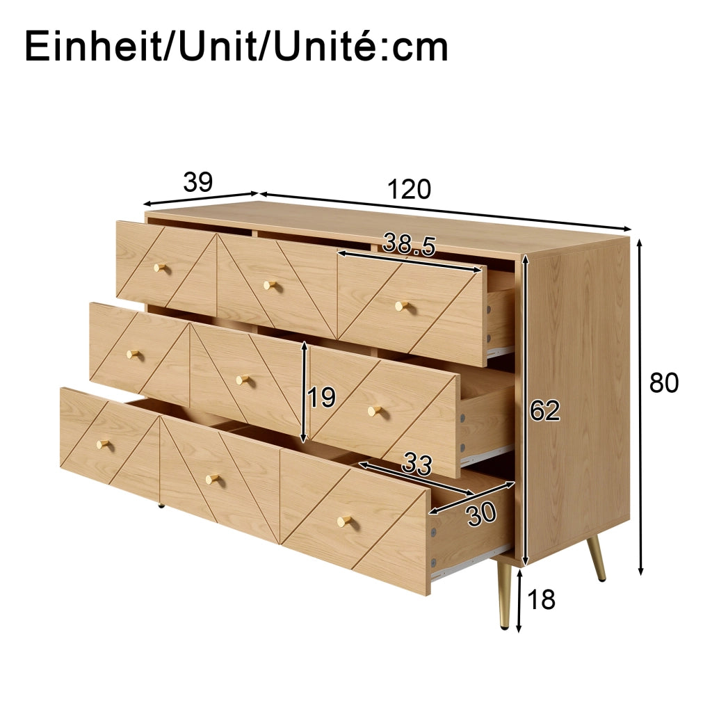 Chest 9 cassetti moderno - Zephmum- Gambe in ferro, robusto, elegante