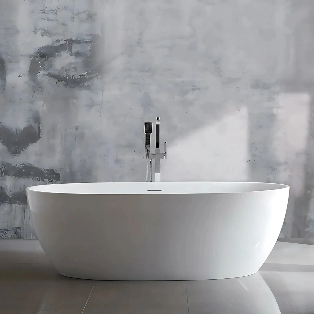Vasca Da Bagno Freestanding In Acrilico Roma 170 Copritappo bianco