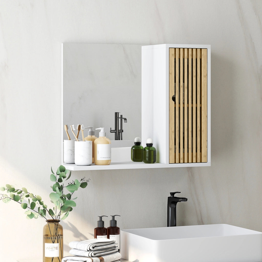 Armadietto da Bagno con Specchio e Ripiani ¨C Minimal ¨C Bianco 60x30x
