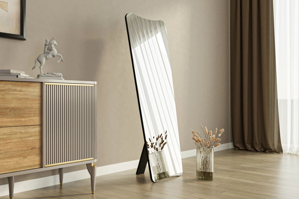 Specchio in legno "Vitros" - 55 x 150 cm - Nero