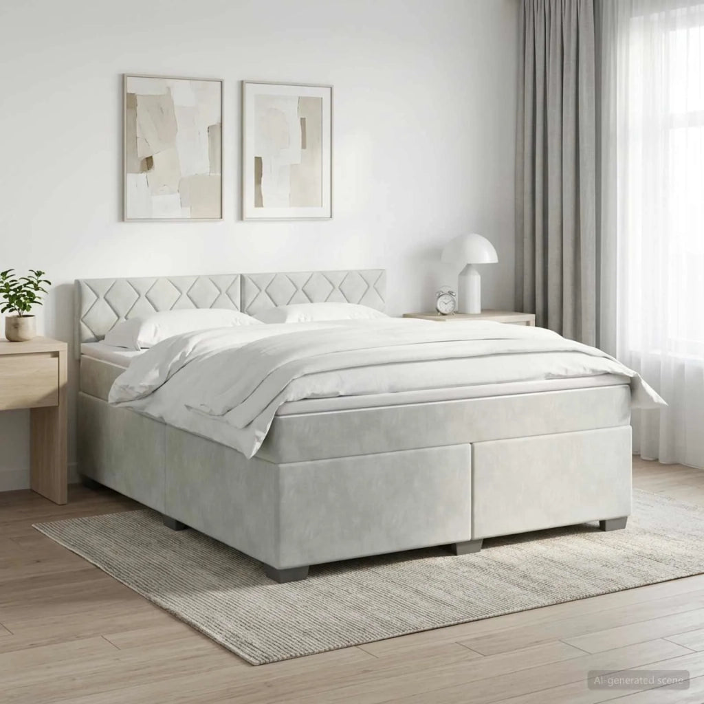 Letto box spring con materasso Grigio Chiaro 140 x 190 cm 3450716
