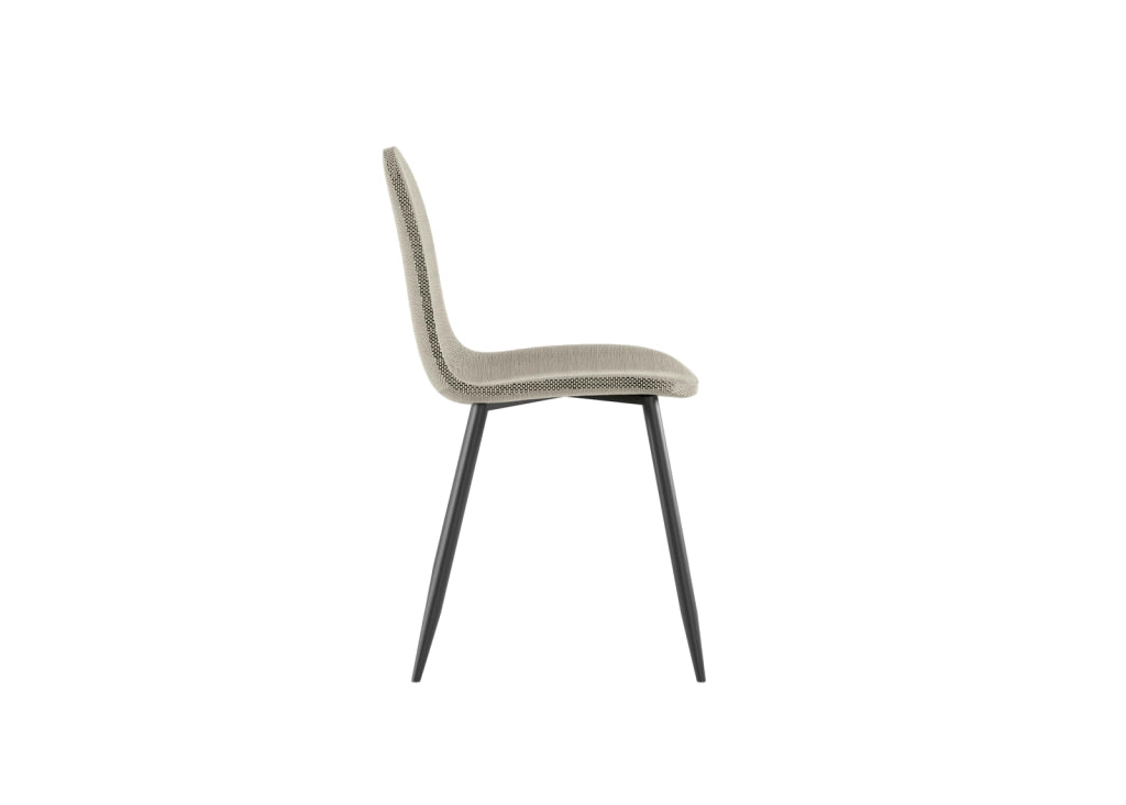 Sedia Martina in similrattan beige con struttura in metallo grigio scuro - Design ergonomico per sala da pranzo 38x43x86,5 cm
