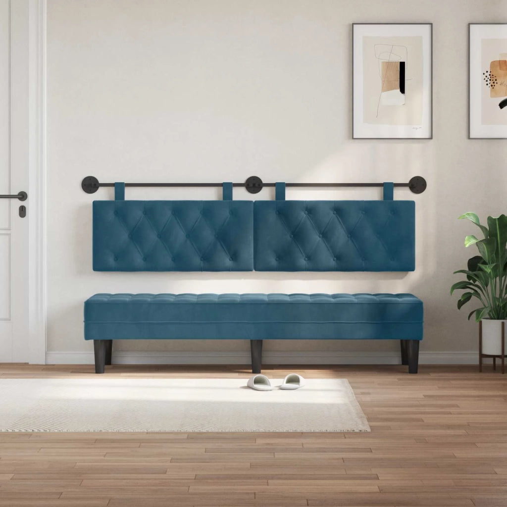Testiera | Testata sospesa Con luce LED Blu Velluto